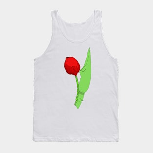 Red Tulip with green leave Tank Top